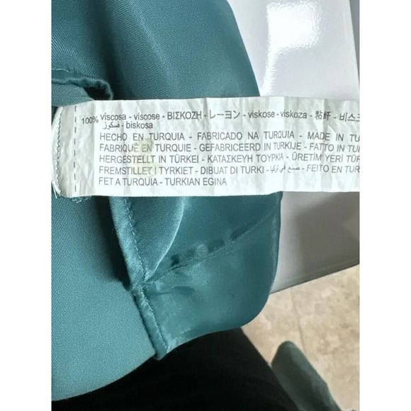 Zara Green Satin Effect Wrap Dress Size Small Coctail Wedding - Picture 7 of 9